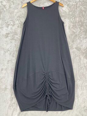 IC Collection Black Knit Drawstring Hem Bottom Tie Tank Midi Dress